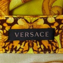 Versace Yellow All-Over Print Silk Button Front Full Sleeve Shirt L