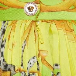 Versace Multicolor Summer Capsule Printed Satin Pleated Midi Skirt S
