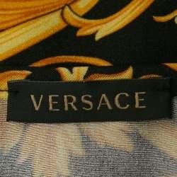 Pre Owned Versace Black Medusa Renaissance Print Stretch Knit Full Sleeve Bodysuit S
