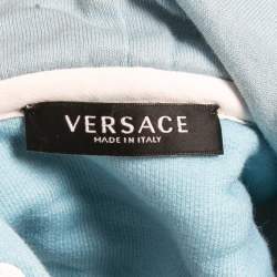 Pre Owned Versace Multicolor Printed Cotton Embellished-Logo Hooded Sweater Dress S