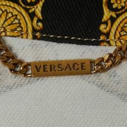 Versace Multicolor Baroque Printed Denim Cropped Jacket L