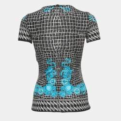 Versace Black/Blue Baroque Medusa Print Jersey T-Shirt XS