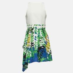مملوكة مسبقًا Versace Multicolor Print Silk Sleeveless Asymmetrical Short Dress M