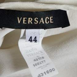 Pre Owned Versace White Embellished Silk Sleeveless Slit Detail Gown M