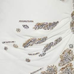 Pre Owned Versace White Embellished Silk Sleeveless Slit Detail Gown M