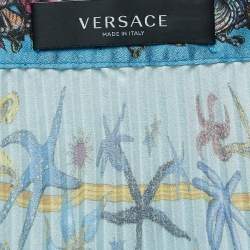 Versace Multicolor Print Satin Pleated Midi Skirt M