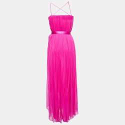 Versace Pink Pleated Silk Corset Detailed Strappy Gown XS
