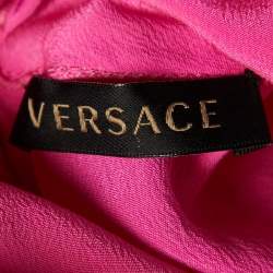 Versace Pink Silk Chiffon Neck Tie Detail Sleeveless Top M