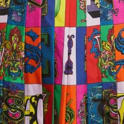 Versace Multicolor Alphabet Print Silk Pleated Mini Skirt M
