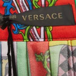 Versace Multicolor Alphabet Print Silk Pleated Mini Skirt M