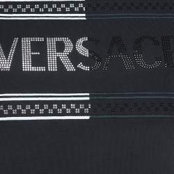 مملوكة مسبقًا Versace Black Embellished Logo Cotton Jersey T-Shirt XS