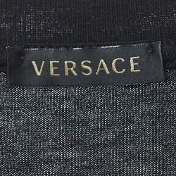 مملوكة مسبقًا Versace Black Embellished Logo Cotton Jersey T-Shirt XS
