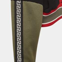 Versace Multicolor Logo Print Cotton-Blend Cropped Hoodie XS