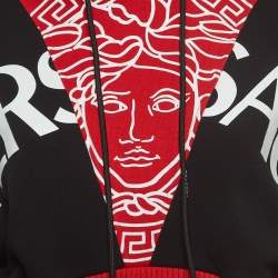 Versace Multicolor Logo Print Cotton-Blend Cropped Hoodie XS