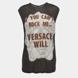 Versace Black Printed Jersey Loose Fit Tank Top S