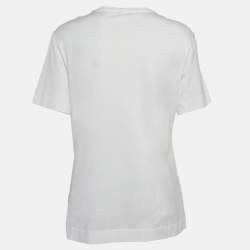 Pre Owned Versace White Logo Print Cotton T-Shirt M