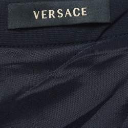 مملوكة مسبقًا Versace Navy Blue Wool Knit Mini Skirt S