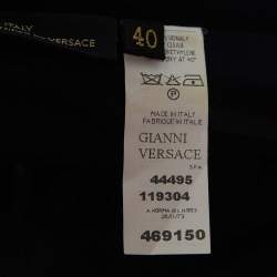 مملوكة مسبقًا Versace Navy Blue Wool Knit Mini Skirt S