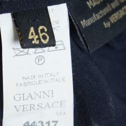 Versace Navy Blue Silk Ruched Strappy Top L