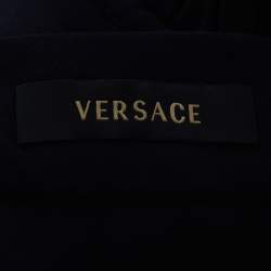 Versace Navy Blue Silk Ruched Strappy Top L