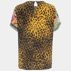 Versace Multicolor All-Over Print Silk Top M