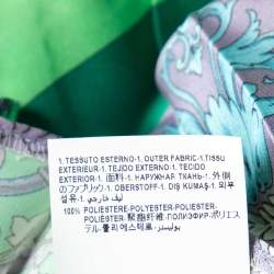 Pre Owned Versace Green Baroque Mosaic Print Satin Pleated Skirt M