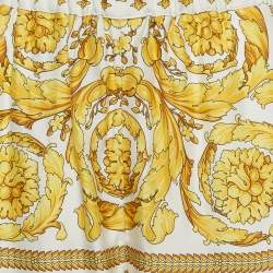Pre Owned Versace Yellow Barocco Print Crepe Wide Leg Trousers S