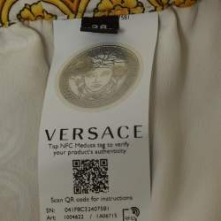 Pre Owned Versace Yellow Barocco Print Crepe Wide Leg Trousers S