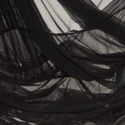 Pre Owned Versace Black Pleated Tulle Halter Neck Crop Top S