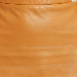 مملوكة مسبقًا Versace Brown Leather Mini Skirt S