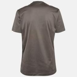 مملوكة مسبقًا Versace Grey Tiger Embroidered Jersey Crew Neck T-Shirt M