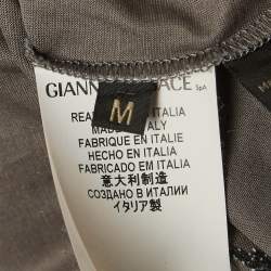 مملوكة مسبقًا Versace Grey Tiger Embroidered Jersey Crew Neck T-Shirt M