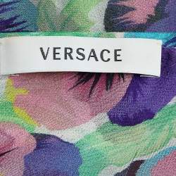 Versace Multicolor Floral Printed Silk Kaftan Top L