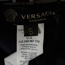Pre Owned Versace Black Stretch Knit Logo Waistband Leggings L