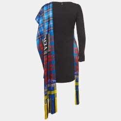 Versace Black Crepe Wrapped Scarf Accent Mini Dress S