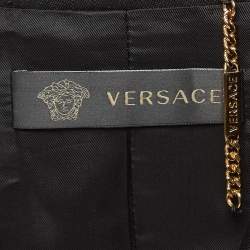 Pre Owned Versace Black Safety Pin Detailed Wool Double Breasted Blazer M