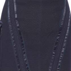 Pre Owned Versace Navy Blue Wool & Silk Mini Skirt M