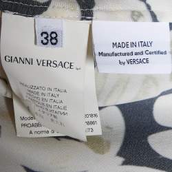 Pre Owned Versace Cream/Black Butterfly Print Silk Button Front Shirt S