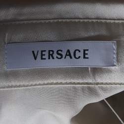 Pre Owned Versace Cream/Black Butterfly Print Silk Button Front Shirt S