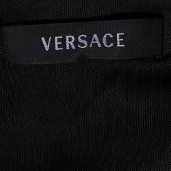 Pre Owned Versace Black Jersey Crystal Greca Embellished Tank Top M