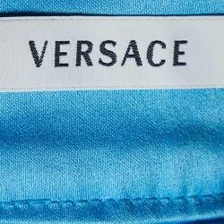 Versace Blue Cotton Pleated Mini Skirt M