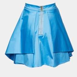 Versace Blue Cotton Pleated Mini Skirt M