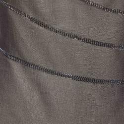 Versace Deep Taupe Wool & Silk Fishbone Chain Detail Dress S