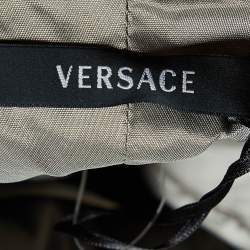 Versace Deep Taupe Wool & Silk Fishbone Chain Detail Dress S