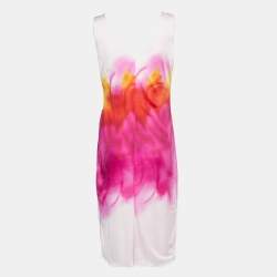 Pre Owned Versace Pink Tie-Dye Jersey Sleeveless Knee Length Dress L
