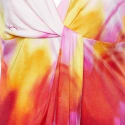 Pre Owned Versace Pink Tie-Dye Jersey Sleeveless Knee Length Dress L