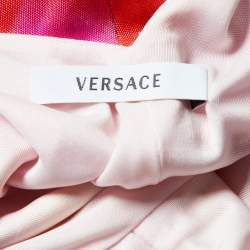 Pre Owned Versace Pink Tie-Dye Jersey Sleeveless Knee Length Dress L