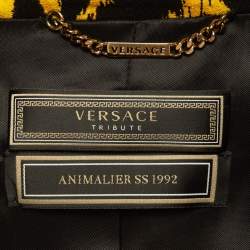 Versace Tribute Animalier SS 1992 Yellow Leopard Print Crepe Jacket L