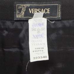 Pre Owned Versace Vintage Black Wool Blend Tucked Pencil Skirt S