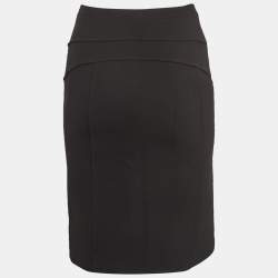 Pre Owned Versace Vintage Black Wool Blend Tucked Pencil Skirt S
